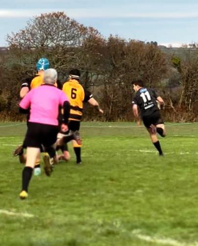 Matthew Coles on his way to try line for Neyland before his hamstring goes Matthew Coles on his way to try line for Neyland before his hamstring goes